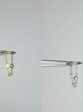 镀金钛钢锆石耳骨环链条耳骨钉耳圈精致小众睡觉免摘