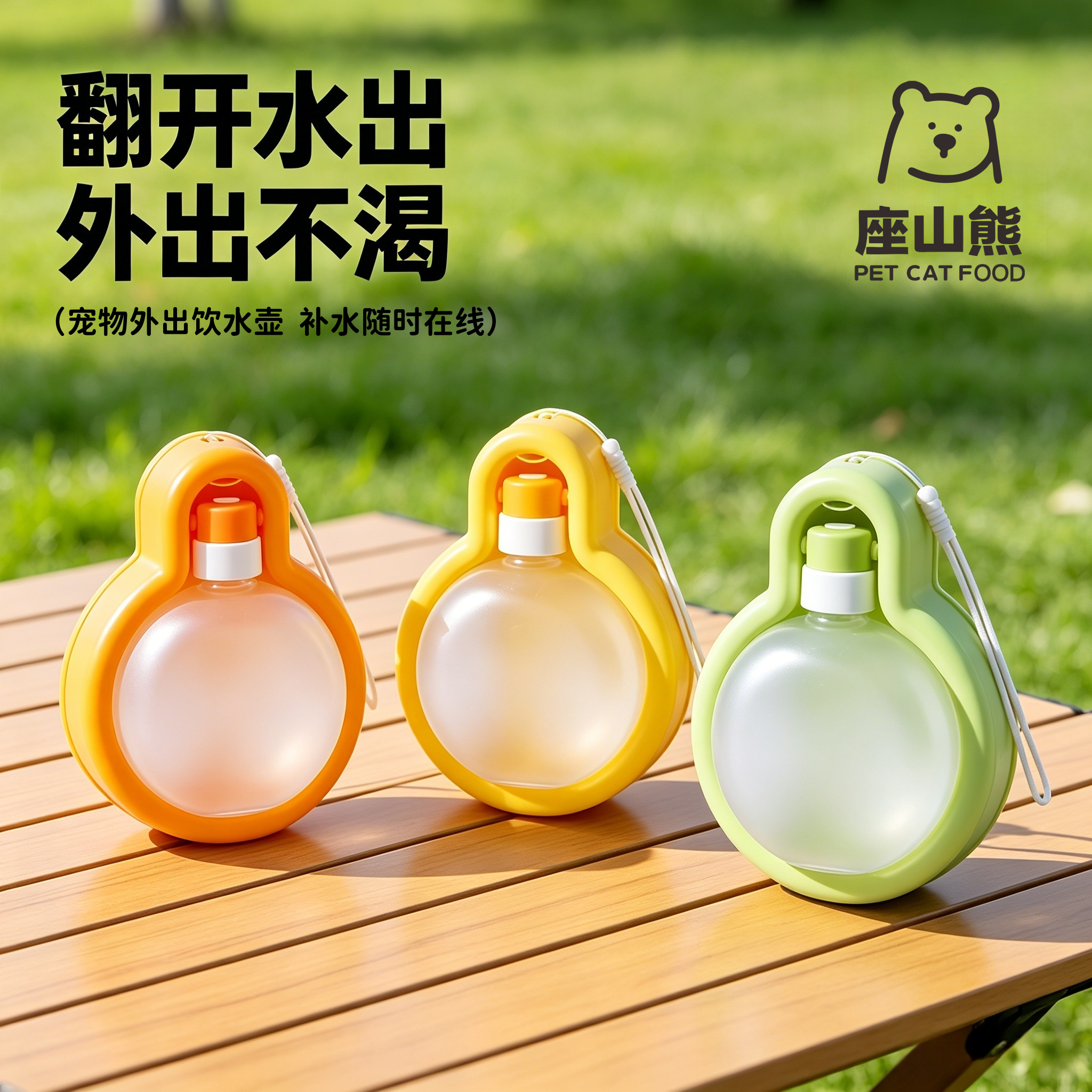 狗狗外出水杯折叠水壶便携饮水器户外遛狗大容量水壶出门喂粮碗