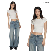 女t恤2026新款 春夏季 圆领半袖 白色正肩短袖 修身 收腰上衣内搭打底