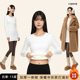 白色内搭圆领中长款 上衣德绒纯棉加厚 打底衫 遮屁股长袖 女t恤修身