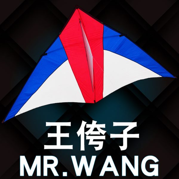 王侉子风筝 红白蓝伞布三角544软碳素杆黑红黄微风潍坊大型可折叠