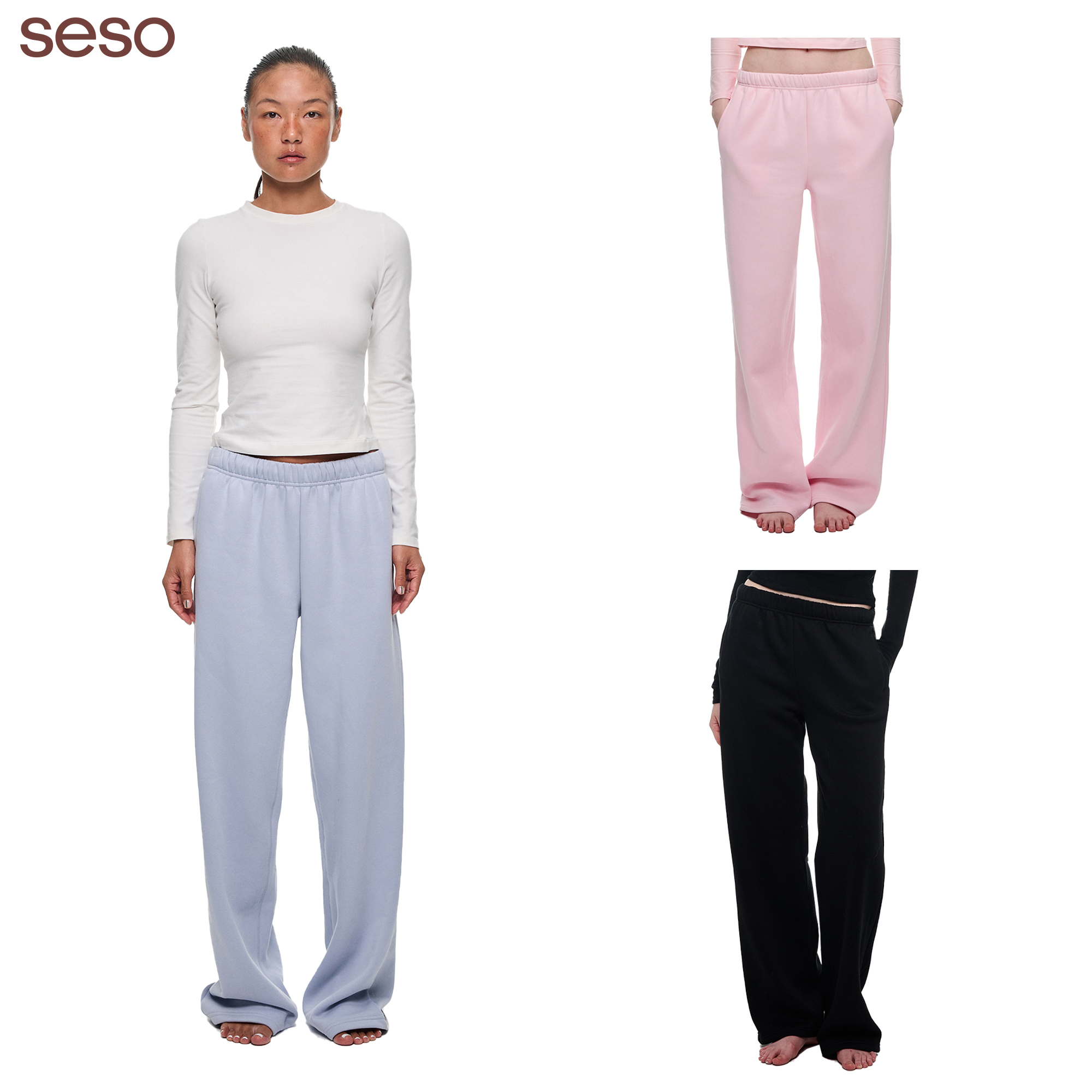seso加绒卫裤直筒阔腿休闲运动