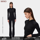 seso 锦纶高弹贴合轻运动通勤瑜伽服 瑜伽外套 连帽运动修身 长袖