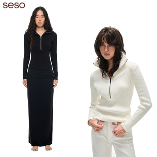 seso丨防风保暖拉链立领毛衣 经典百搭基础款