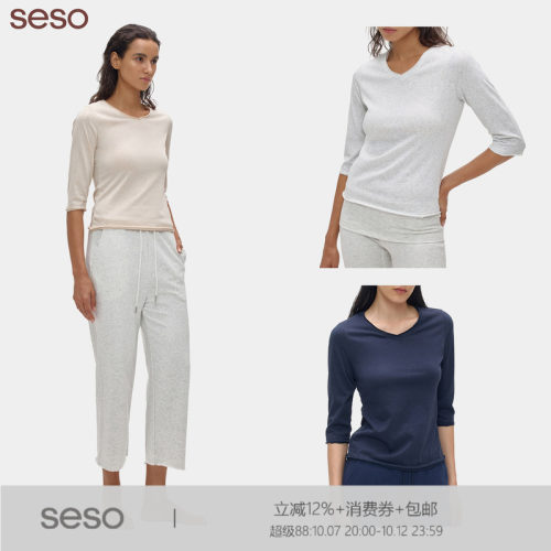 sesoV领卷边短袖T恤微宽松日常