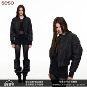 seso 无领飞行员夹棉外套 防风耐磨轻盈保暖