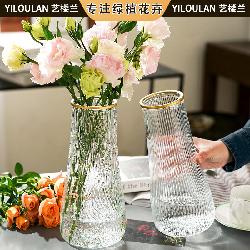 特大号玻璃花瓶桌面插花水养鲜花富贵竹高花瓶ins风客厅装饰摆件