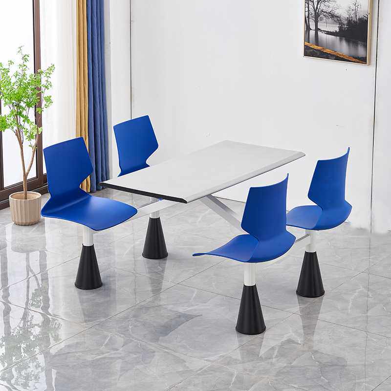 K8新款快餐桌椅简约员工食堂单位连体4人位6人位组合学校餐桌长方