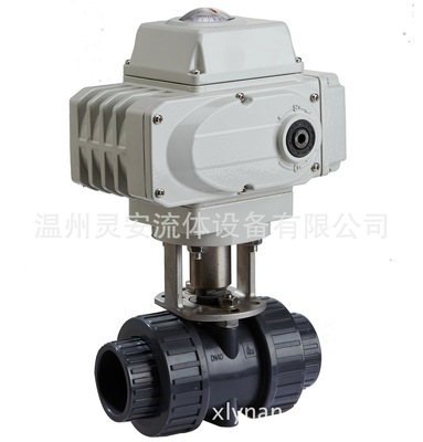 DN65电动塑料球阀 Q961F电动由令塑料911螺口PVC胶粘防腐PVDF球阀