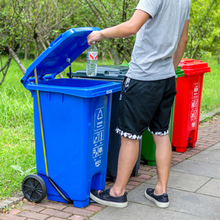 50L100L120L240升中间脚踏塑料垃圾桶环卫垃圾箱果皮清洁桶