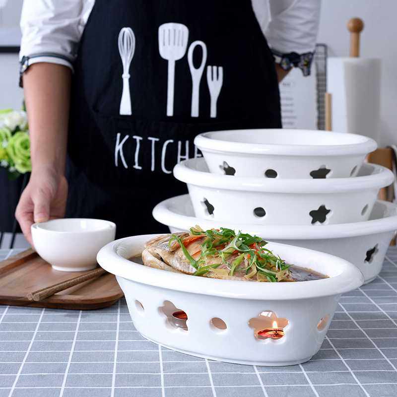 直销白色陶瓷加热鱼盘干锅加热炉保温盘菜盘烤鱼盘旦形梅花炉,餐饮具,盘,淘宝优惠券,粉丝福利购,淘宝优惠卷