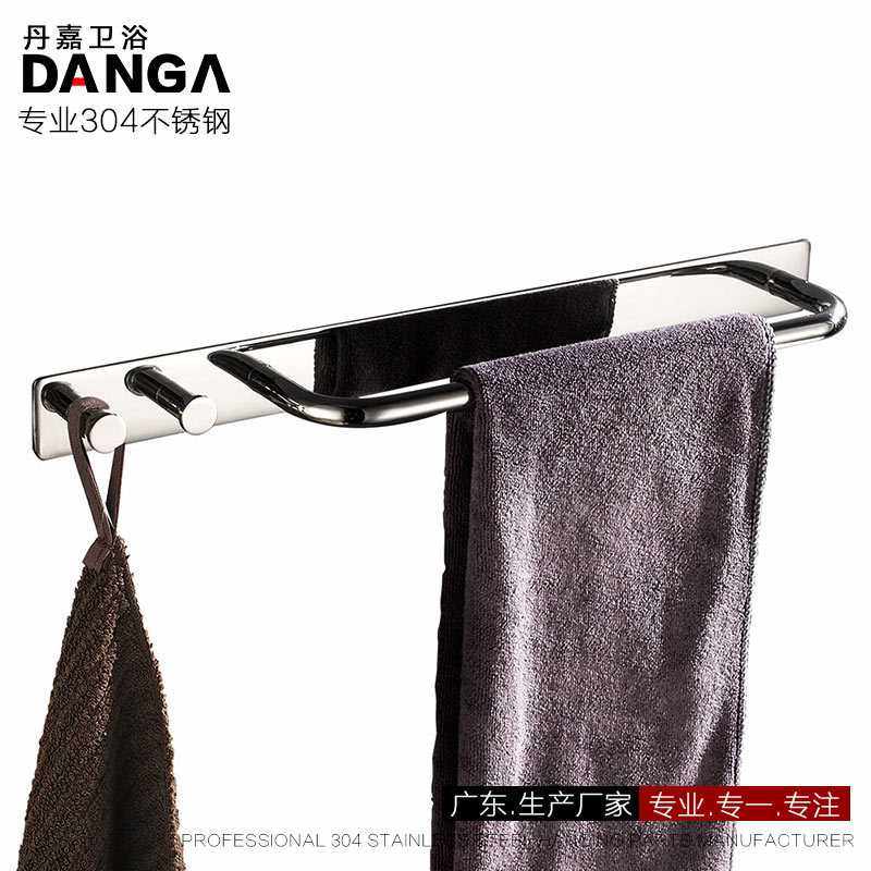 免打孔毛巾杆带挂衣钩毛巾架304不锈钢挂杆亮光拉丝免钉强力承重,家装主材,毛巾杆/毛巾挂,淘宝优惠券,粉丝福利购,淘宝优惠卷