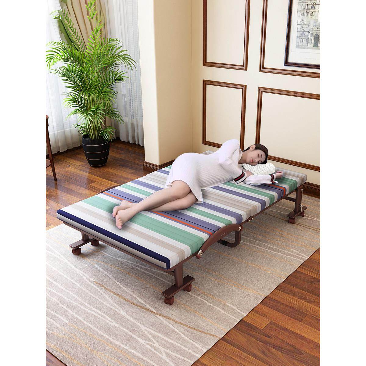 棕垫免安装单人折叠床办公室午休午睡小空间保姆孕妇休息家用硬床