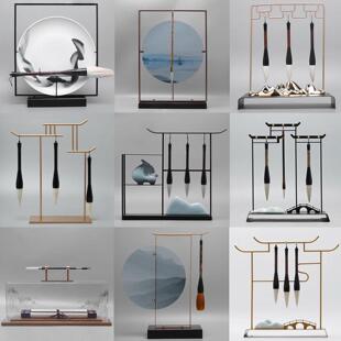 现代新中式书房毛笔架摆件创意家居玄关书桌软装饰品样板房工艺礼