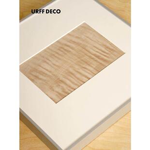 URFF DECO极简侘寂染色天然木纹装饰画银色框挂画小众气质客餐厅