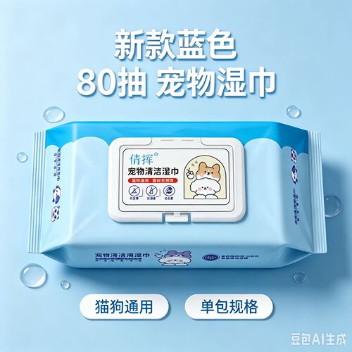 新款宠物湿巾喵咪狗狗专用擦泪清理身体部位免洗除臭清洁宠物用品