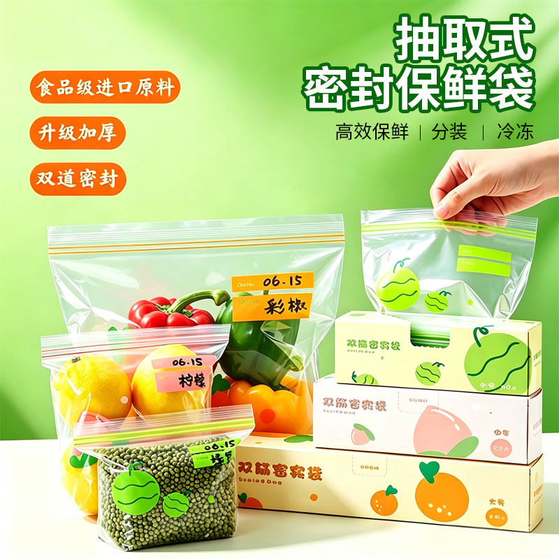 保鲜袋食品级家用密封袋冰箱专用带封口塑封自封袋子厨房冷冻收纳