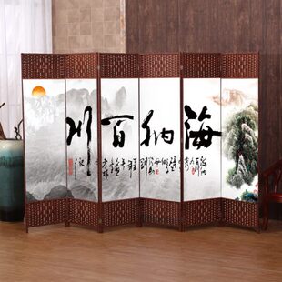 饰折屏 屏风隔断移动布艺实木客厅家用卧室酒店办公室折叠玄关帘装