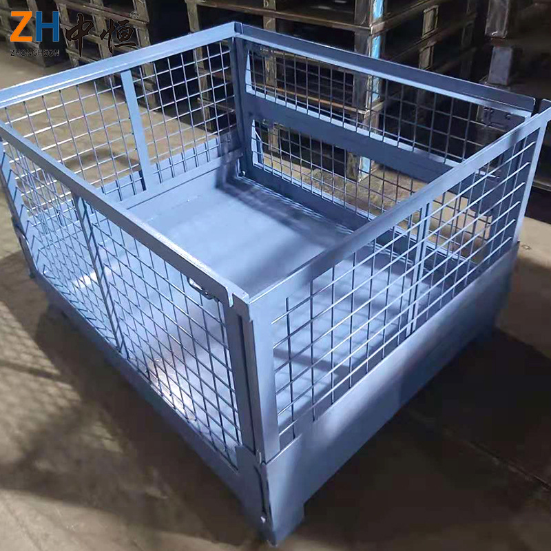 移动折叠式网笼箱厂家供应仓储金属网格货物物流箱周转箱堆垛物料
