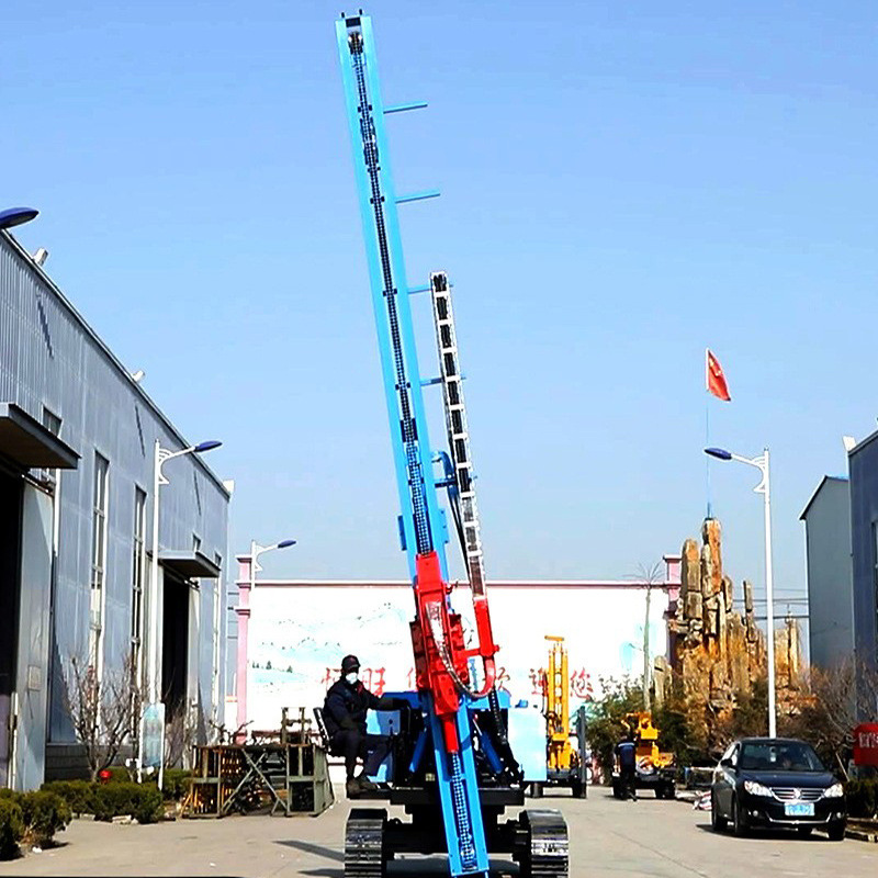 液压履带光伏打桩机太阳能发电打桩机履带式钢管压桩机锤击下桩