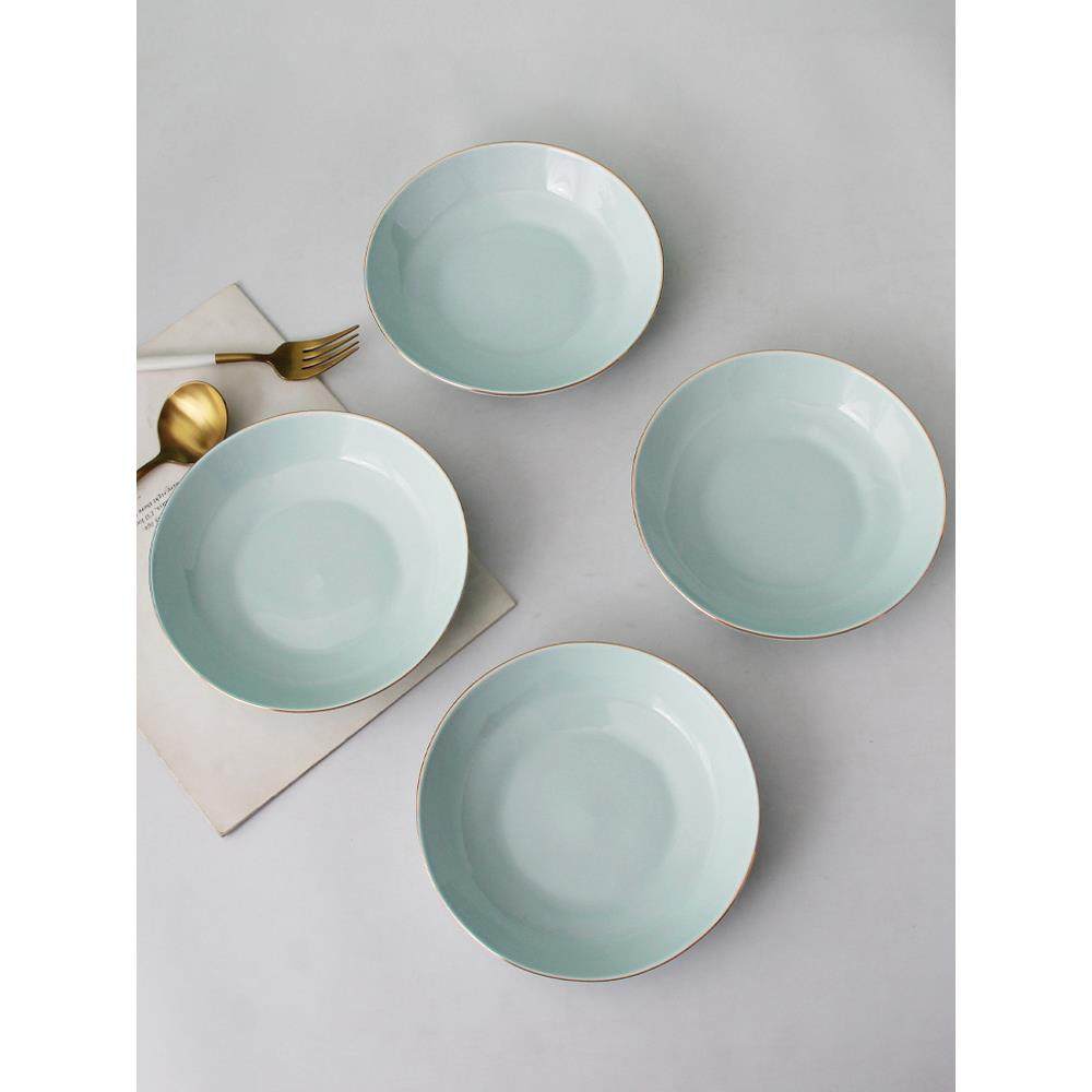 好看的盘子套装家用4-6个创意陶瓷菜碟字轻奢餐具高级感网红菜盘,餐饮具,盘,淘宝优惠券,粉丝福利购,淘宝优惠卷