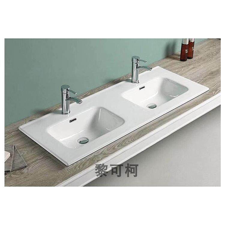薄边盆一体半嵌入式洗脸盆陶瓷长方形盆卫生间阳台洗手盆浴室柜盆