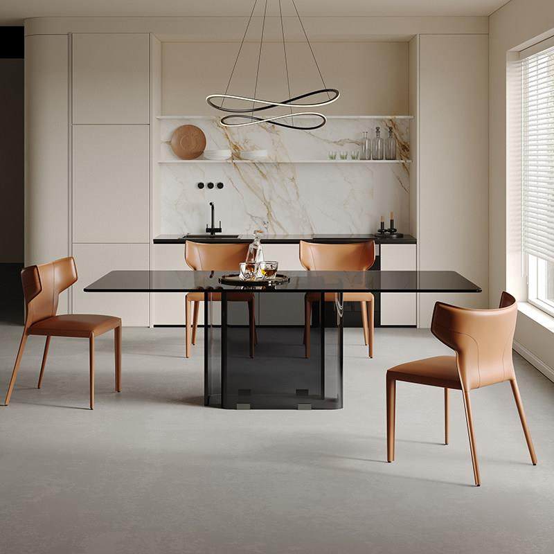 侘寂风钢化玻璃餐桌现代简约家用长方形桌子设计师小户型吃饭桌,住宅家具,玻璃餐桌,淘宝优惠券,粉丝福利购,淘宝优惠卷