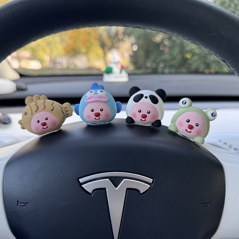 loopy海狸可爱车载摆件中控台后视镜桌面装饰汽车用品车内大全