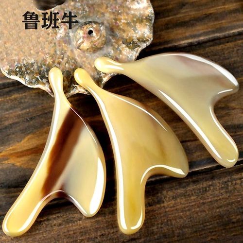 优选白水牛角刮痧板面部美容拨筋棒天然肩颈部专用脸部拨经棒刮脸