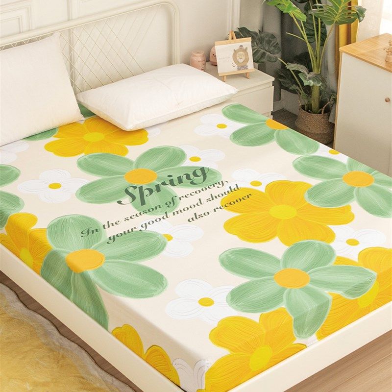 优选2024新款花卉印花床笠款单件磨毛床罩床单床垫防尘保护套全包