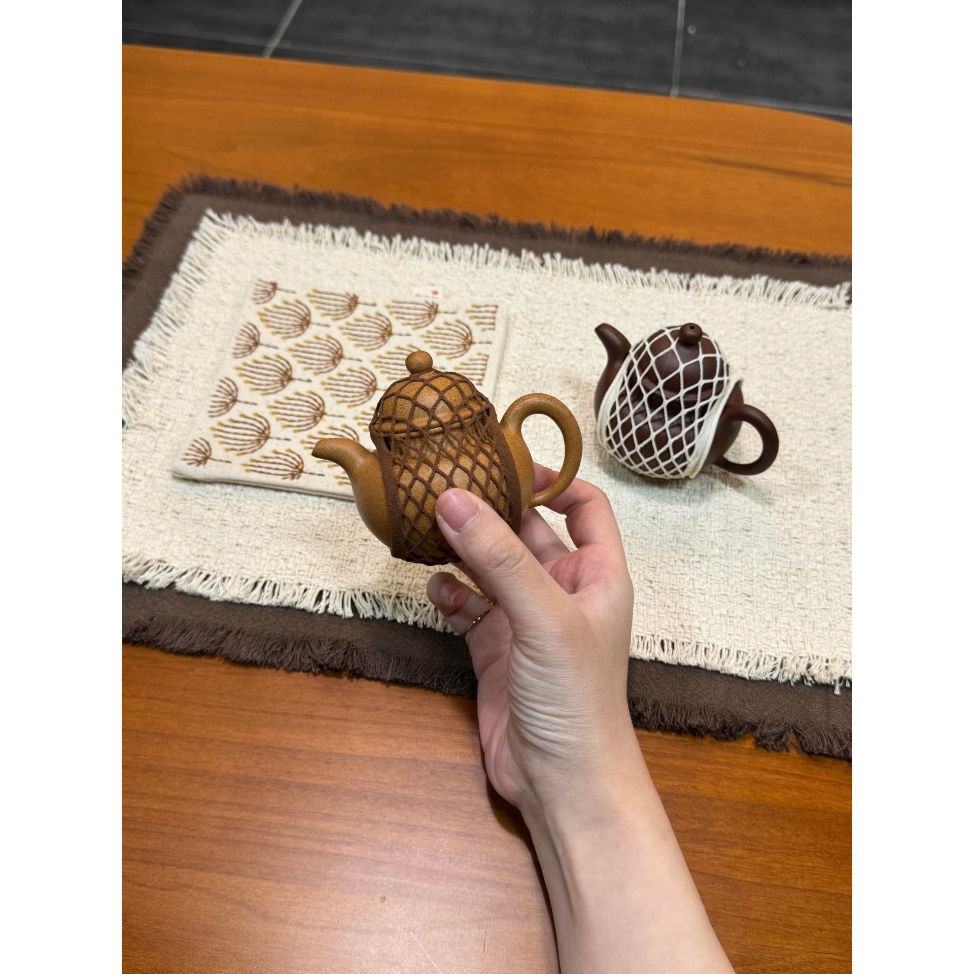 茶壶收纳网兜紫砂壶保护套茶具茶壶盖碗保护袋户外旅行防磕碰配件