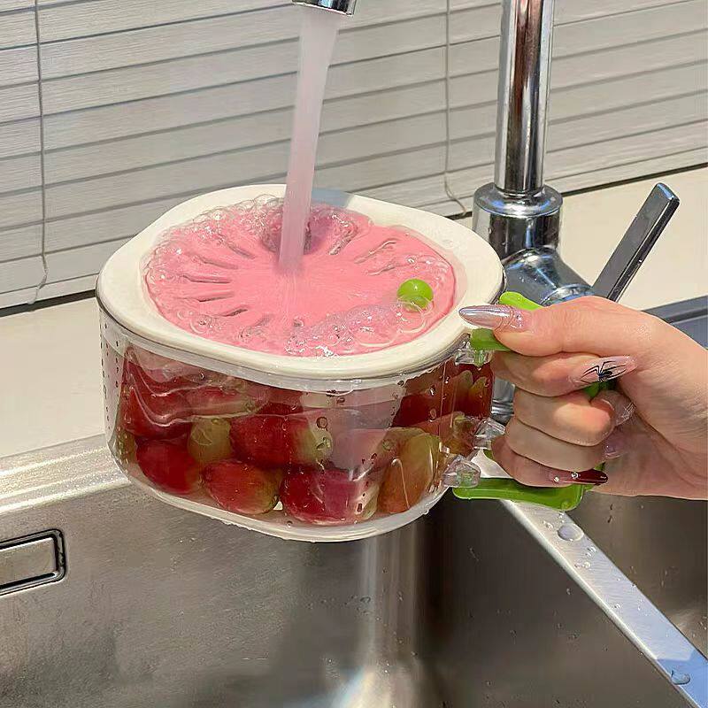 水果盒便当盒可沥水家用宿舍沥水水果盒加厚可滑盖多功能保鲜盒