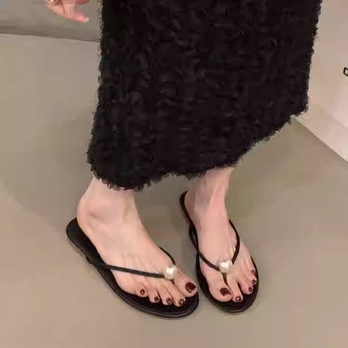 简约珍珠人字拖女款夏季外穿防滑