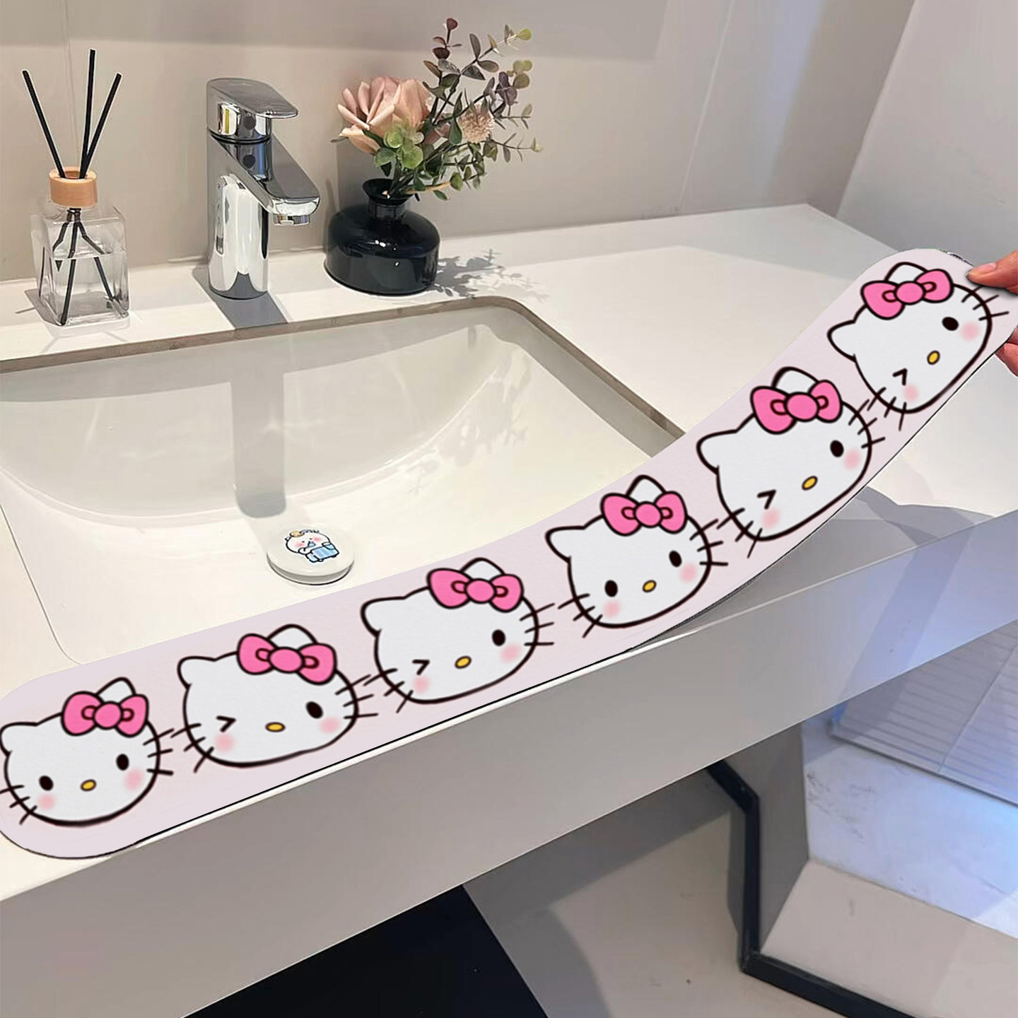 hellokitty水龙头洗手台沥水垫浴室厨房硅藻泥防溅吸水槽台面专用