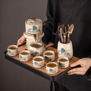 家用高档懒人泡茶器中式 自动茶具套装 陶瓷茶壶茶杯茶盘一整套