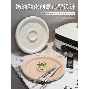 水饺盘感轻奢儿童餐盘陶瓷家用饺子盘 饺子盘子带醋碟新款