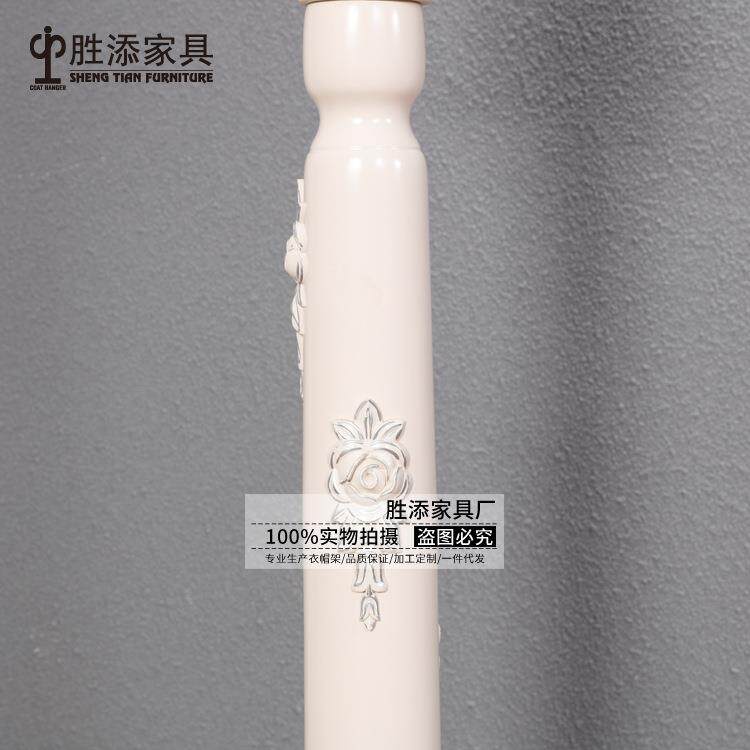 生产欧式雕花描金银落地衣帽架 客厅卧室白色实木衣架落地晾衣架