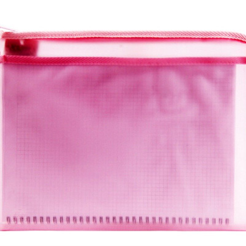 渡美dumei加厚pvc双层A4文件袋拉链L型手提网格透明文件袋 NF383