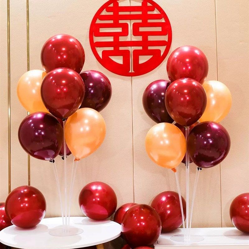 结婚布置气球桌飘婚房卧室装饰浪漫婚礼汽球立柱底座支架布置套装