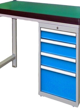 绿色防静电工作台 带灯百叶方孔挂板工作桌 重型 三抽吊柜操作台.