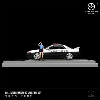 时光TimeMicro1:64 尼桑GTR R32日式警车套装仿真合金汽车模型