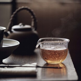 饴山琉璃圆融公道杯手工吹制气泡高硼硅茶海分茶器创意手工茶器