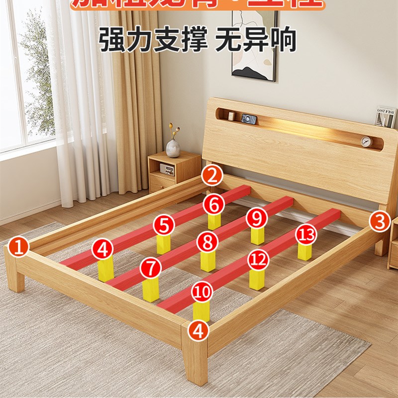 出租房屋用1米2单人储物经济型新品实木床1.5双人床家用现代简约