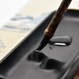 优选寒山平板砚台书法专用带盖墨碟歙砚端砚毛笔墨池学生笔墨纸砚