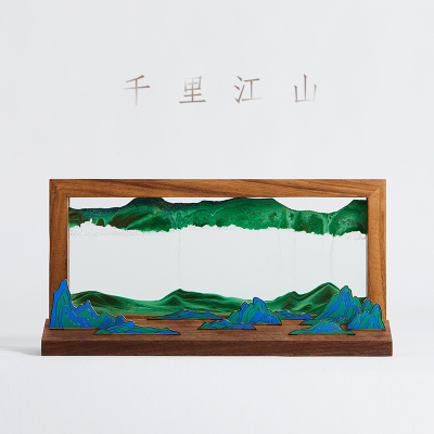 马鹿流沙画千里江山珐琅彩客厅装饰摆件中国风高档刻字定制礼品