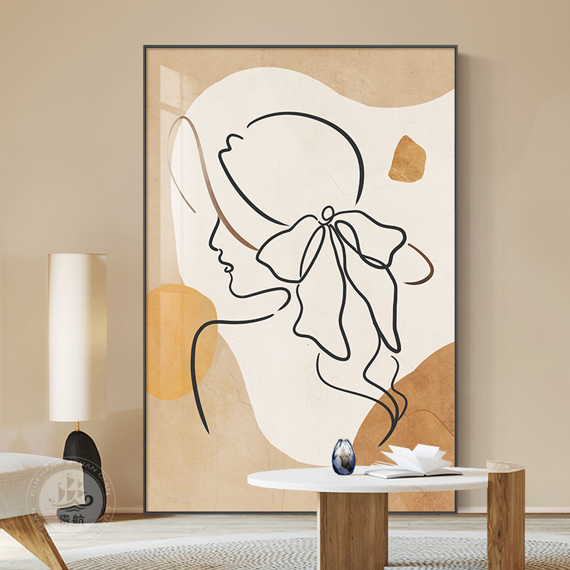 极简线条艺术人物背景画沙发背景墙装饰画玄关走廊过道画客厅挂画