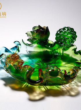 优选琉璃烟灰缸装饰品摆件办公室客厅茶几家用乔迁新居高档轻奢工