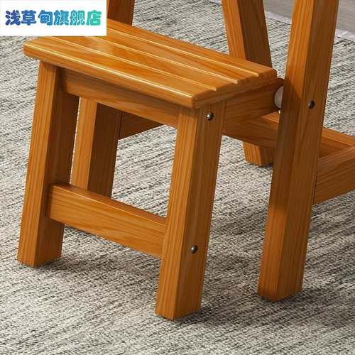 优选实木梯子家用折叠多功能三步梯室内简易楼梯登高凳踏步台阶梯