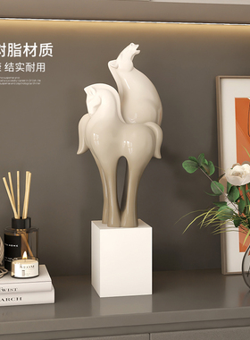 优选轻奢马到成功酒柜装饰品摆件客厅电视柜玄关旺宅乔迁开业工艺