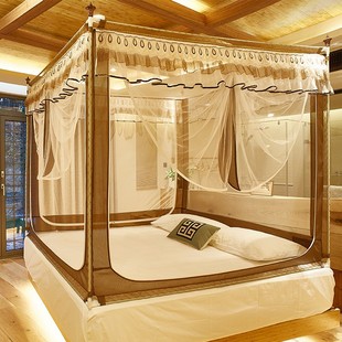 优选宝宝防摔蚊帐 防宝宝掉床坐床式蒙古包蚊帐三开门拉链全底U型